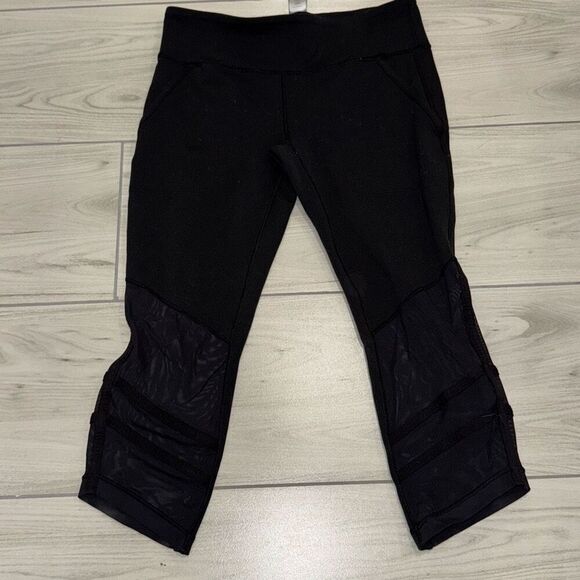 Ivivva by Lululemon Girl's Mesh With Grace Crop Leggings Black Pants size 14 - Picture 1 of 8